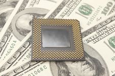 PC Processor On Money Backgr Royalty Free Stock Photography