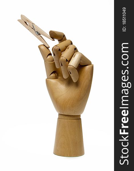 Wooden hand and Wooden pin. Wooden hand and Wooden pin