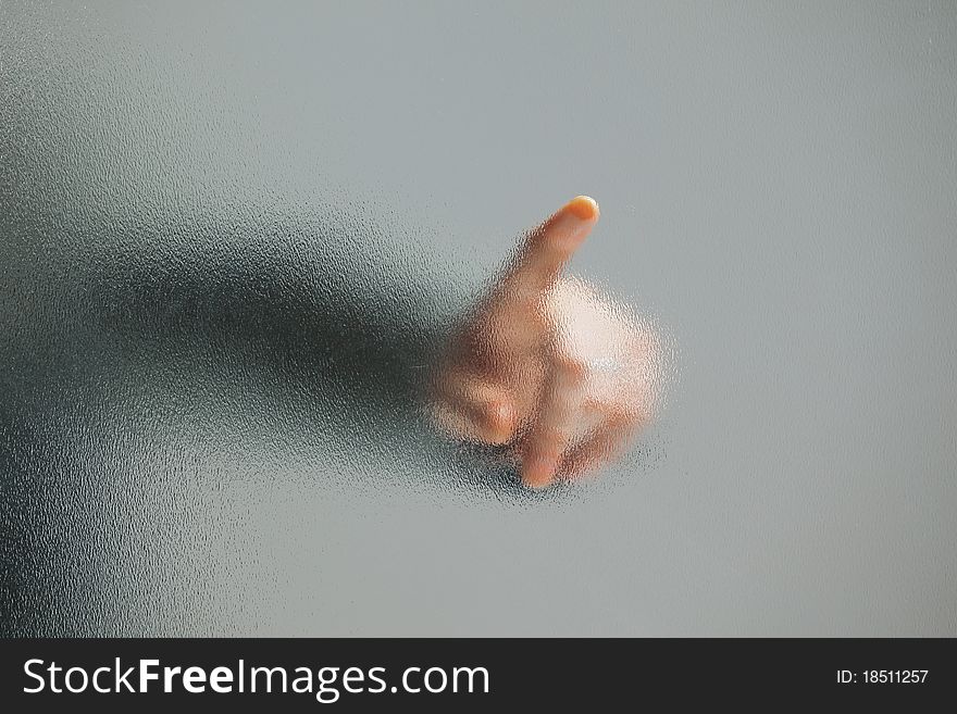 Man with interface in futuristic interior