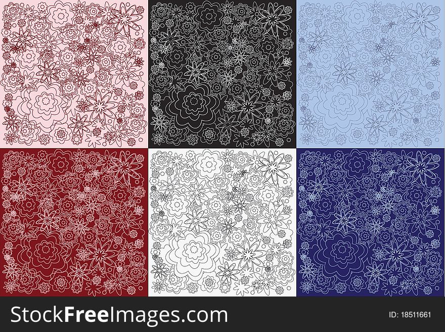 Floral background, many flowers, many colors