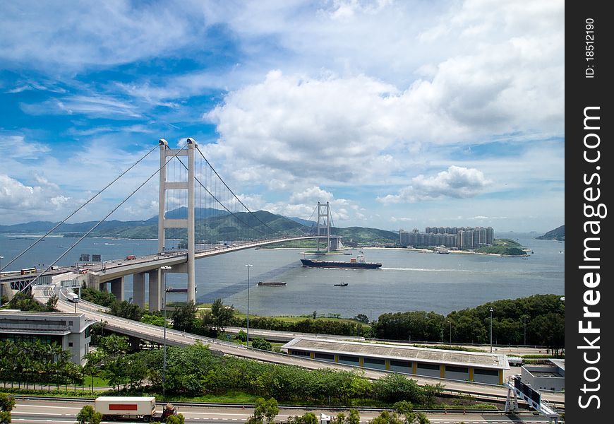 Tsing Ma Bridge in day time