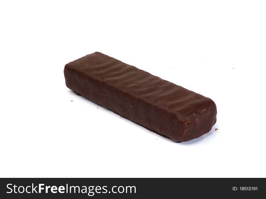 Chocolate wafer on white background