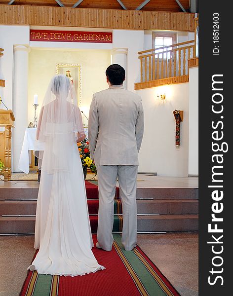 Wedding ceremonies in church. groom and bride. Wedding ceremonies in church. groom and bride