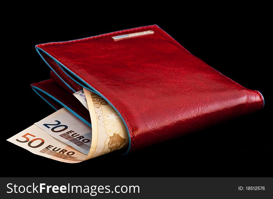 Italian leather wallet with money. Italian leather wallet with money