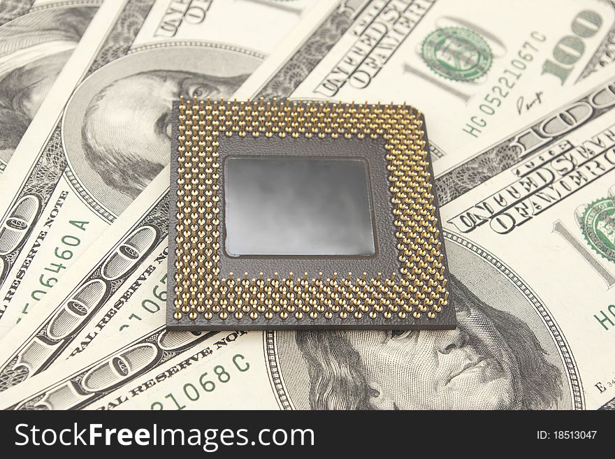 PC processor on money backgr