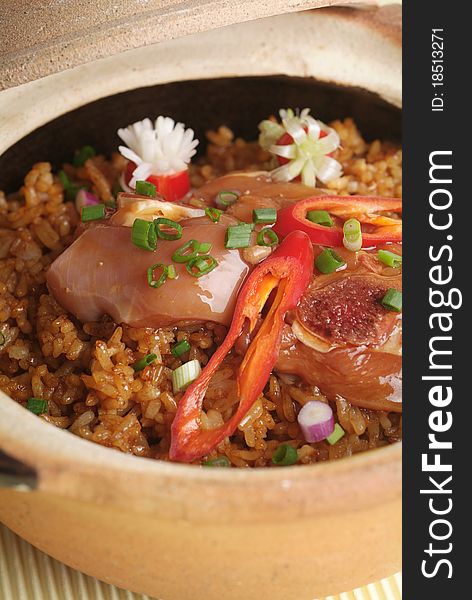 Chicken claypot rice traditional chinese cuisinie