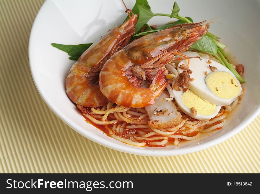 Asian prawn noodle - Malaysian food. Asian prawn noodle - Malaysian food
