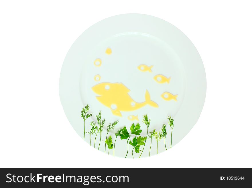 Cheese Fish On White Plate