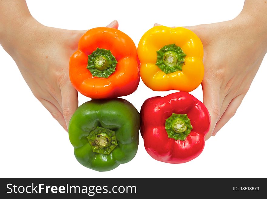 Sweet paprika in woman's hands