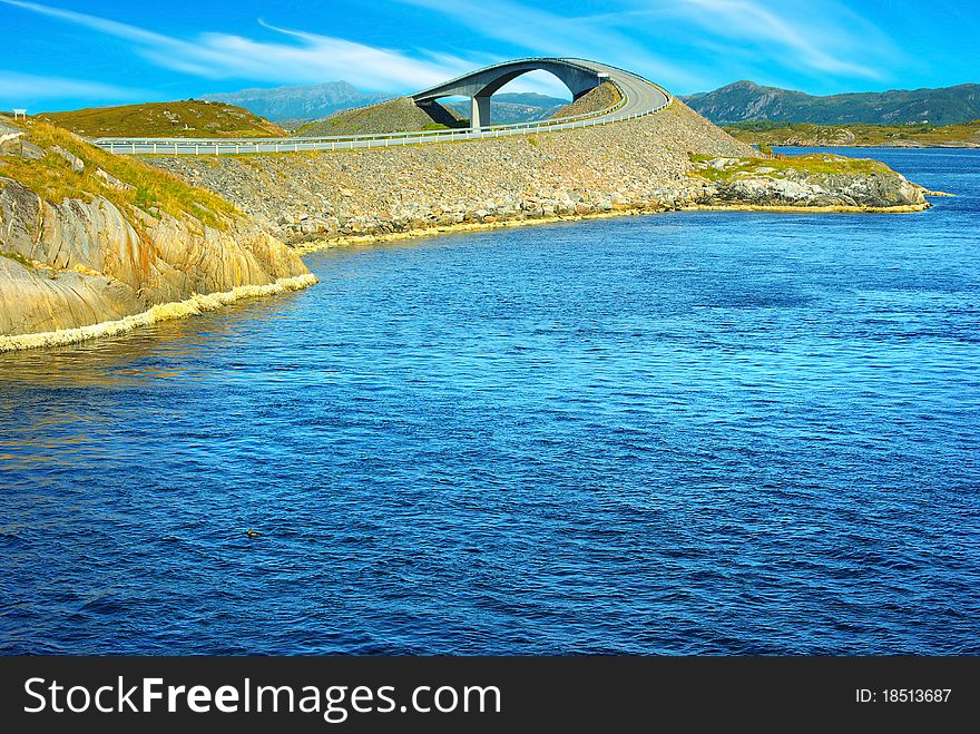 On the photo:Picturesque Norway landscape. Atlanterhavsvegen