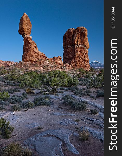 Famous rock formation in Arches National Park. Image was taken at night about 25 minutes after sunset. Famous rock formation in Arches National Park. Image was taken at night about 25 minutes after sunset.