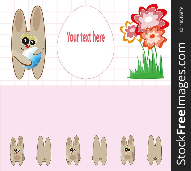 Easter card with a bunny and egg