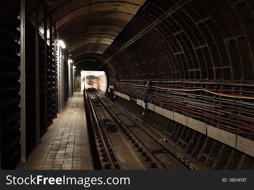 View to the subway tunnel, Prague.