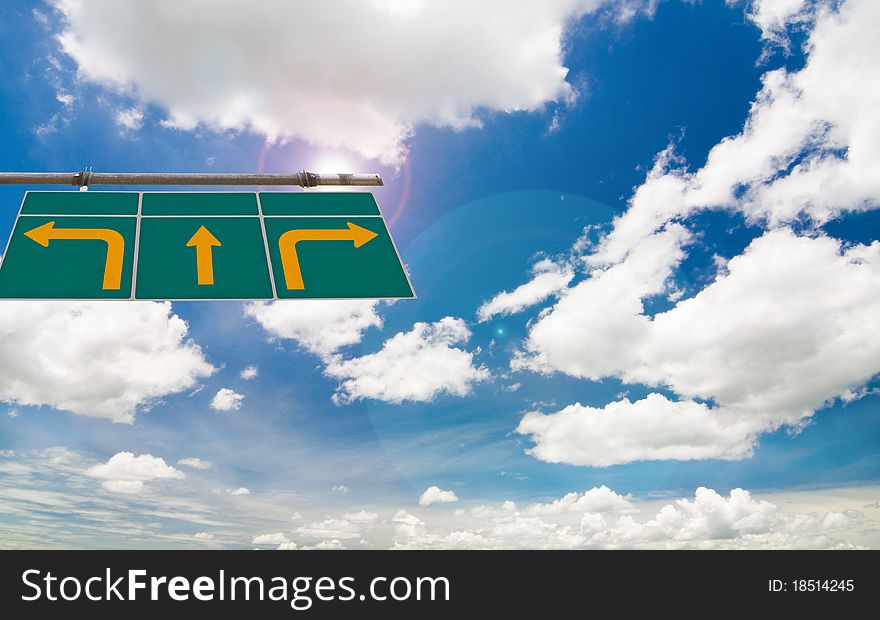 Traffic sign board under the blue sky