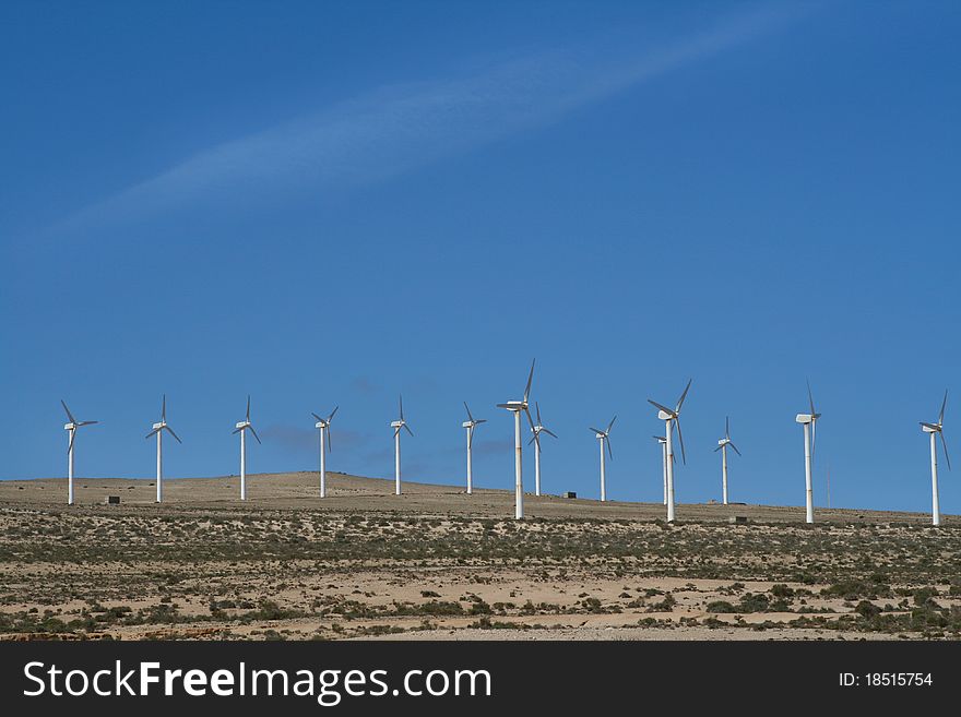 Eolic generators in a wind farm. Eolic generators in a wind farm