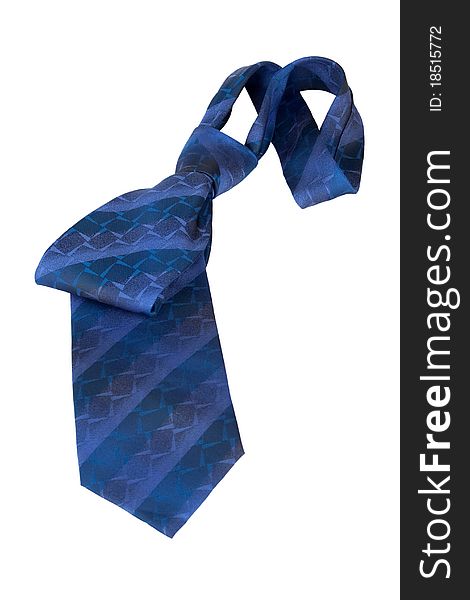 Blue man tie, with a tied up on a white background. Blue man tie, with a tied up on a white background