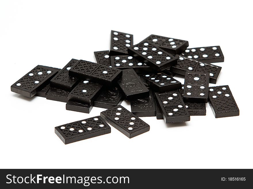 Bunch of dominoes isolated on white background
