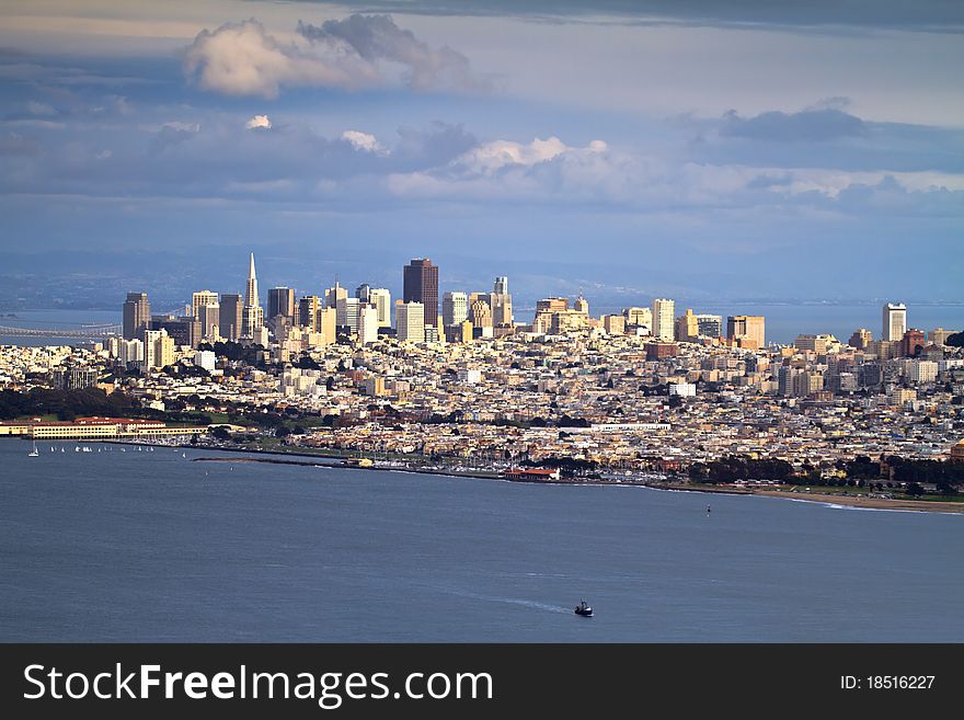 Downtown of San Francisco with late afternoon light