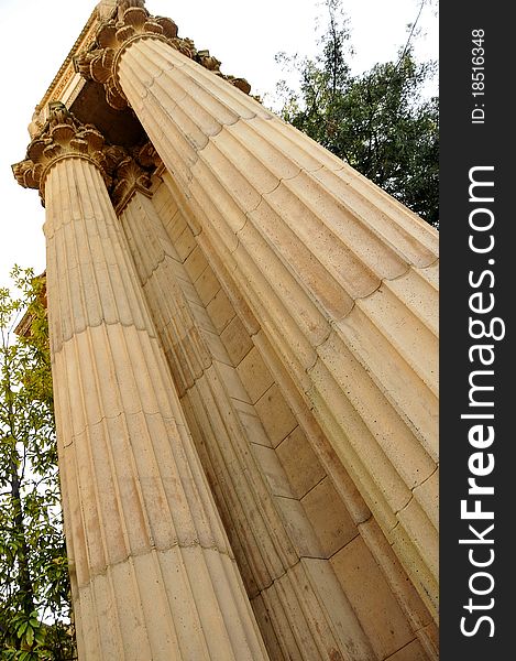 Architectural Columns at the Palace of Fine Arts in San Francisco, California