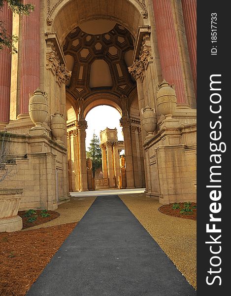 Architectural Columns at the Palace of Fine Arts in San Francisco, California