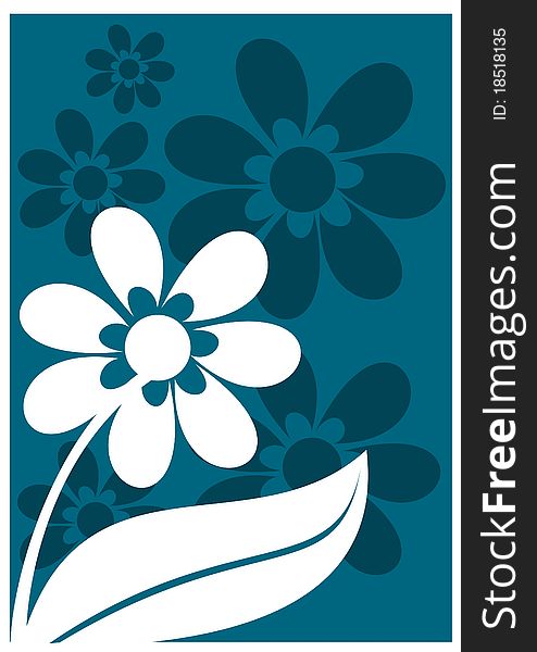 Floral ornament in blue and white. Vector illustration