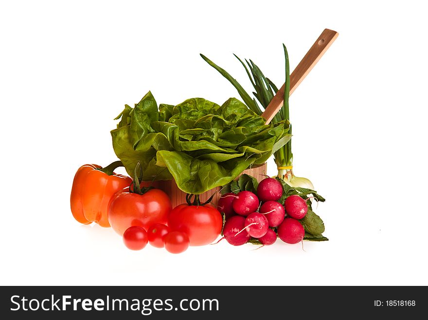 Different ripe vegetables compositions in studio isolated on white