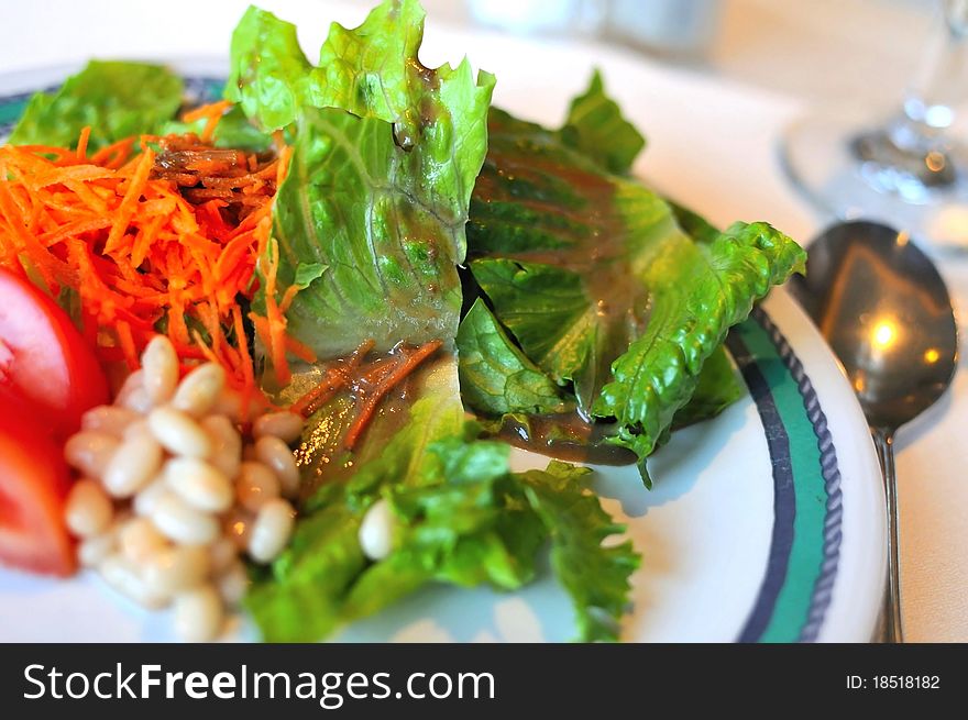 Close up shot of of fresh vegetable salad made from greens and beans. Close up shot of of fresh vegetable salad made from greens and beans.