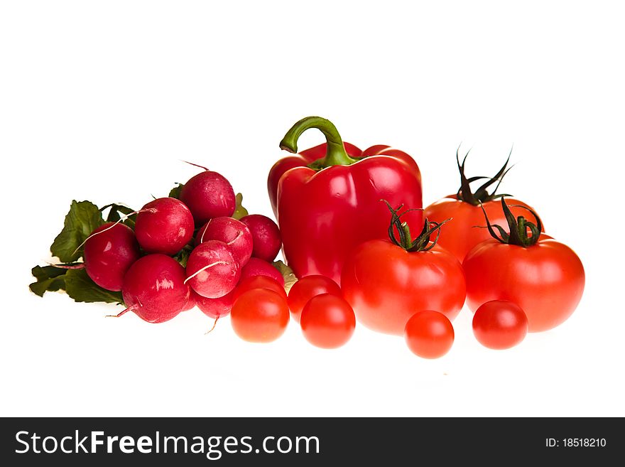 Different ripe vegetables compositions in studio isolated on white