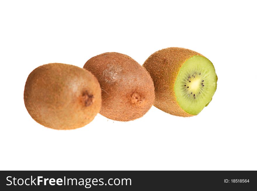 Kiwi fruits on white isolated background