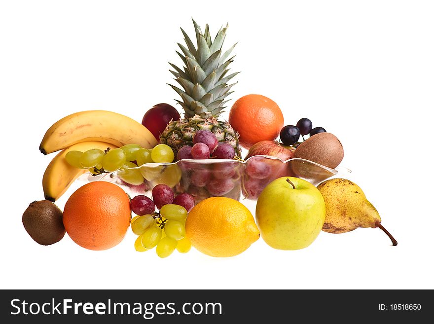 Different fruits on white isolated background. Different fruits on white isolated background