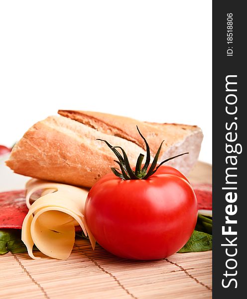 Different sandwiches with vegetables and cheese isolated