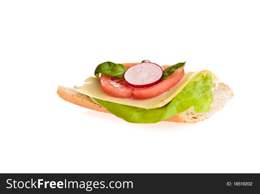 Different sandwiches with vegetables and cheese isolated
