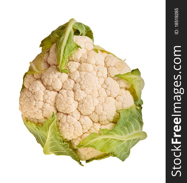 Fresh ripe organic cauliflower isolated on white