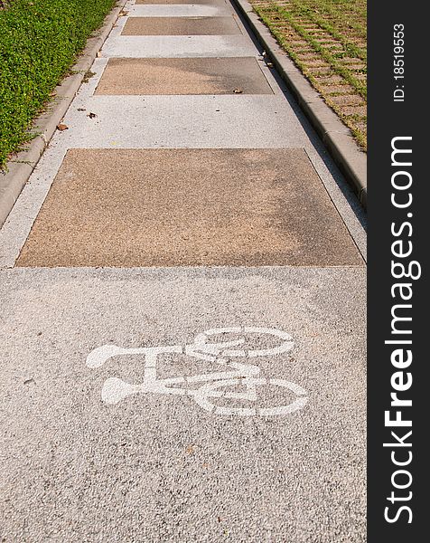 Traffic sign bicycle lane in city