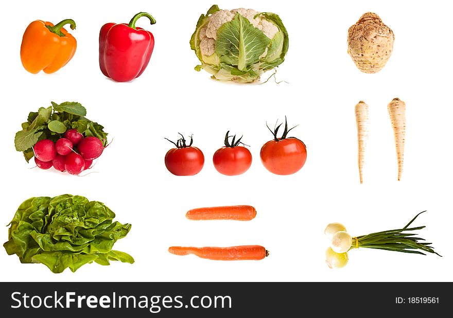 Different vegetables isolated on white