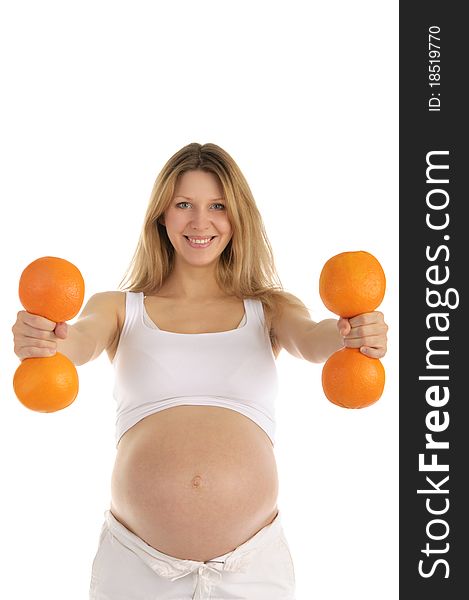 Pregnant Women Involved In Fitness Oranges