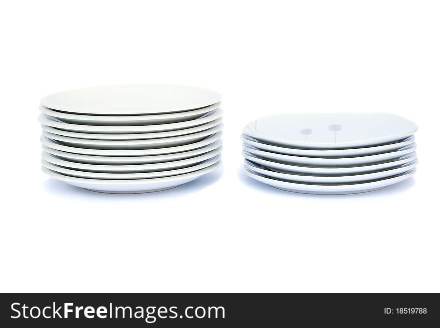 Stack of plates isolated on white background.