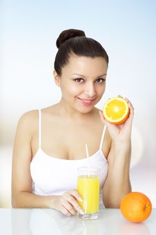 Girl With Orange Juice Stock Photography Girl With Orange Juice Stock Photography