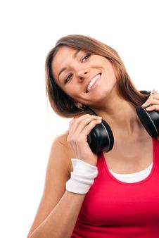 Brunette Woman Listening And Enjoying Music Royalty Free Stock Image Brunette Woman Listening And Enjoying Music Royalty Free Stock Image