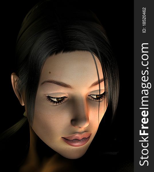 3D Rendering Thoughtful women portrait