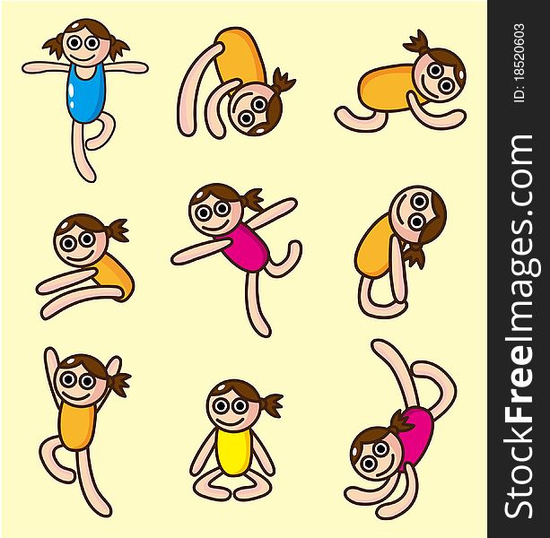Cartoon yoga icon, drawing
