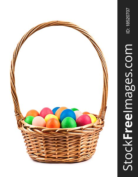 Easter eggs on braiding basket