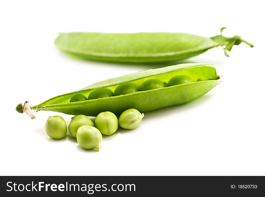 Green pea isolated on white