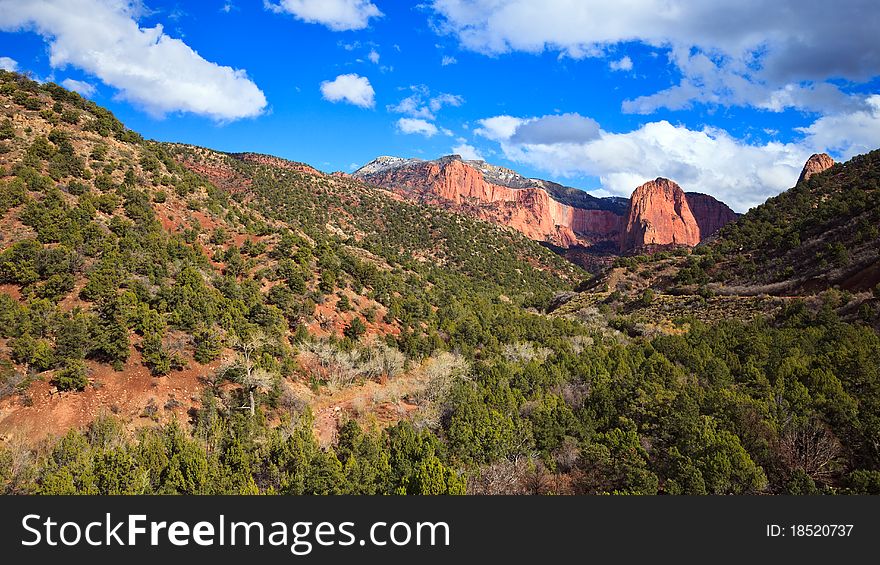 16x9 panoramic view of Kolob Canyons in Zion Canyon National Park, Utah. 16x9 panoramic view of Kolob Canyons in Zion Canyon National Park, Utah.