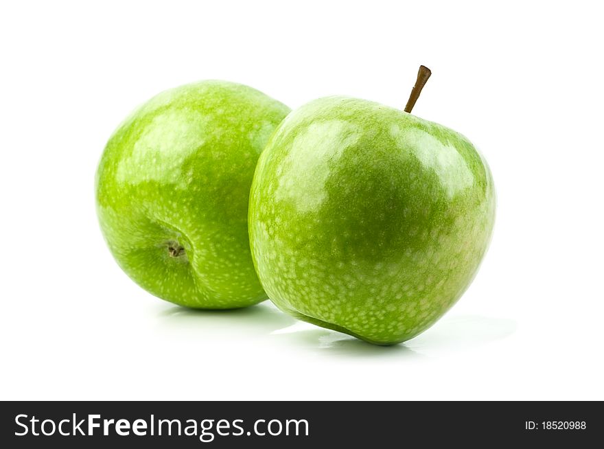 Two green apple isolated on white