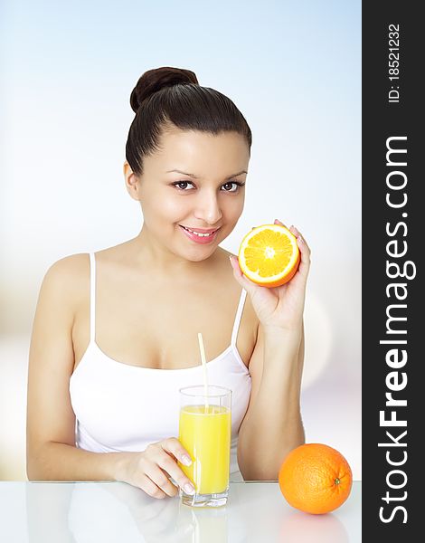 Girl with orange juice