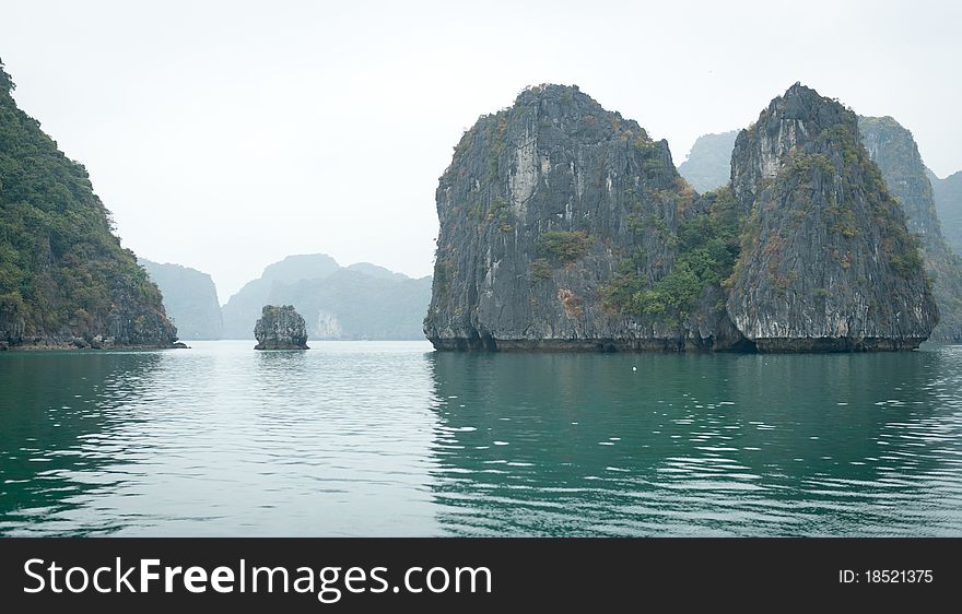 Ha Long Bay is a UNESCO World Heritage Site home to thousands of mysterious limestone island formations.  The name literally means Descending Dragon Bay. Ha Long Bay is a UNESCO World Heritage Site home to thousands of mysterious limestone island formations.  The name literally means Descending Dragon Bay.