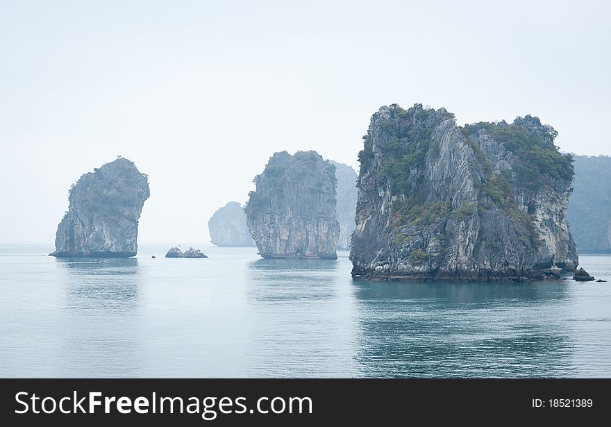 Ha Long Bay is a UNESCO World Heritage Site home to thousands of mysterious limestone island formations.  The name literally means Descending Dragon Bay. Ha Long Bay is a UNESCO World Heritage Site home to thousands of mysterious limestone island formations.  The name literally means Descending Dragon Bay.