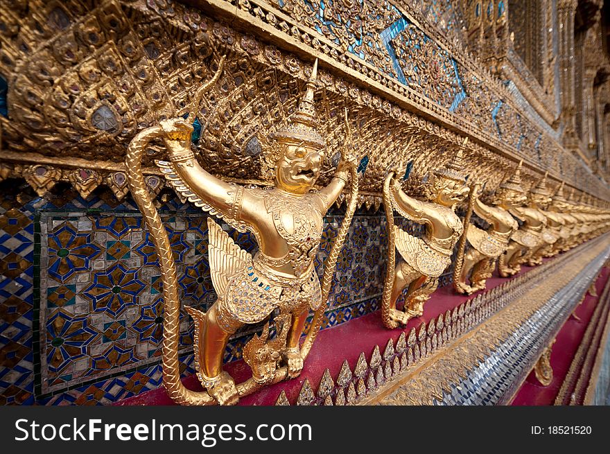 The Temple of the Emerald Buddha (Wat Phra Kaeo) is a popular landmark in Bangkok, Thailand.