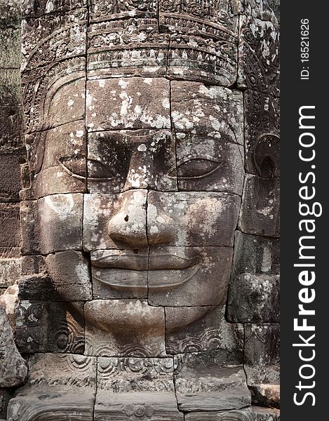 Faces representing the all-seeing Bodhisattva adorn Angkor Thom's towers. Faces representing the all-seeing Bodhisattva adorn Angkor Thom's towers.